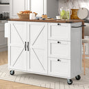 Kitchen Island, Serving Cart With Extendable Worktop, Kitchen Cabinet, Kitchen Trolley, Dining Cart With Wood Grain, Dining Cart With Two Doors And Three Drawers