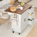 Kitchen Island, Serving Cart With Extendable Worktop, Kitchen Cabinet, Kitchen Trolley, Dining Cart With Wood Grain, Dining Cart With Two Doors And Three Drawers